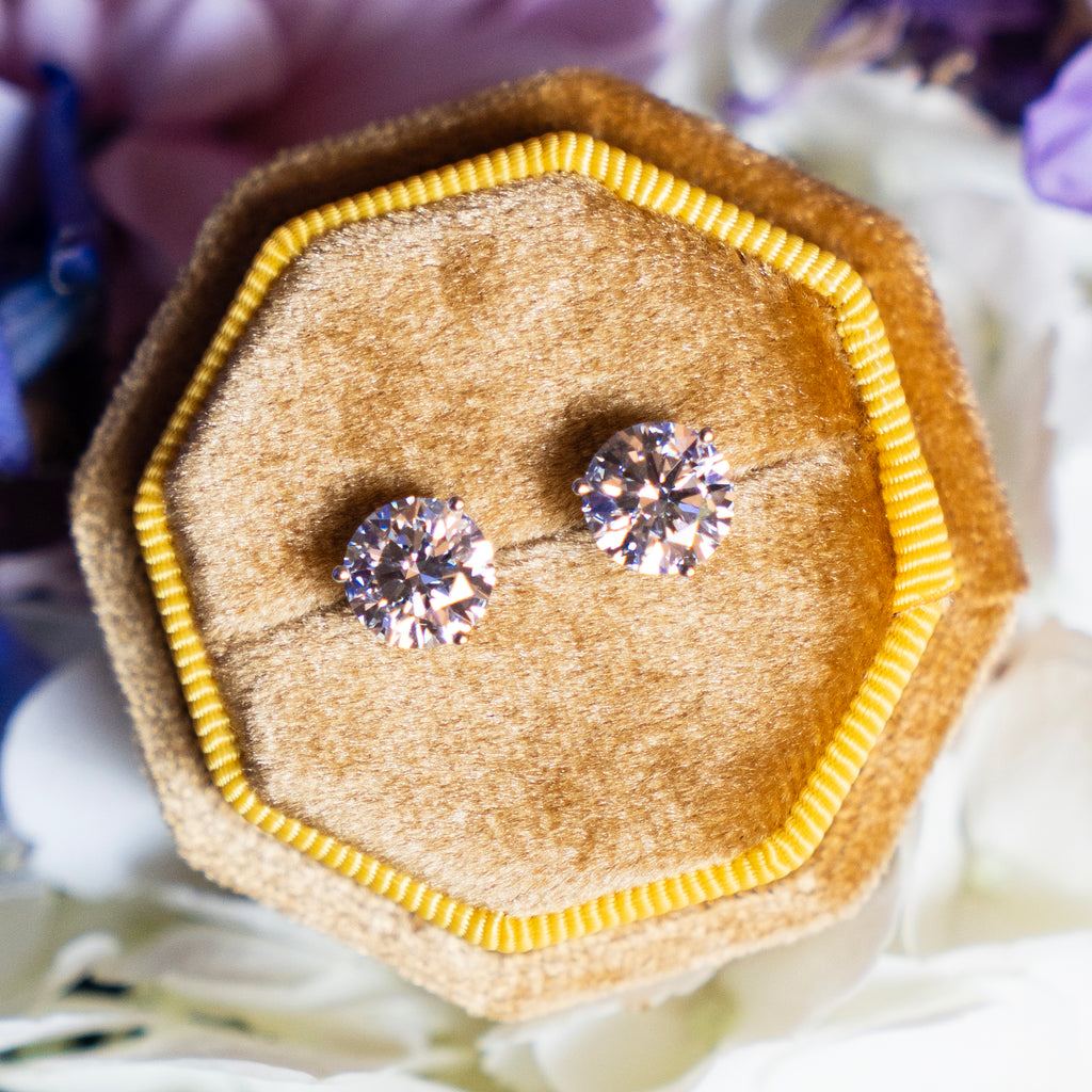 Amber Erin Collection 4.04 CTW Ideal Cut Round Diamond Studs