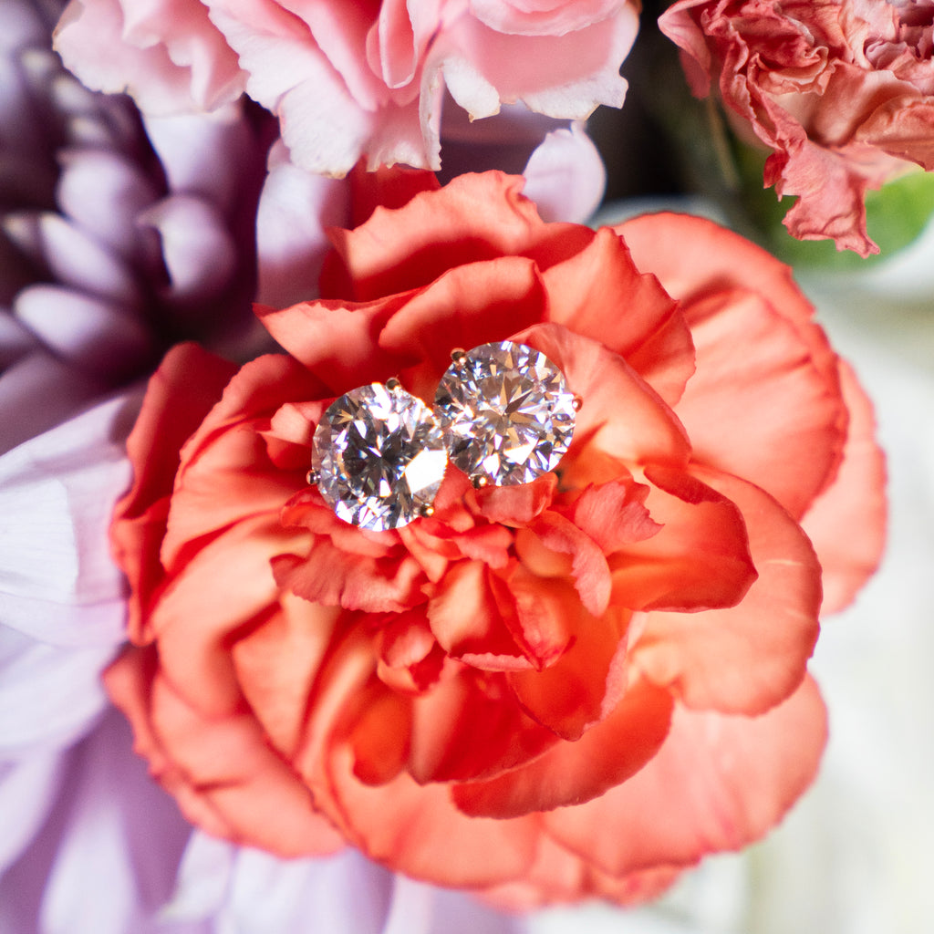 Amber Erin Collection 4.04 CTW Ideal Cut Round Diamond Studs