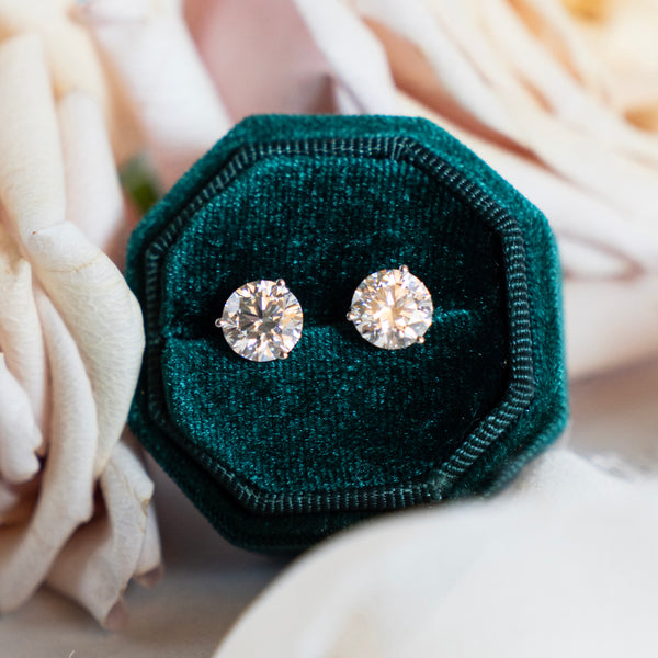 Amber Erin Collection 4.04 CTW Ideal Cut Round Diamond Studs