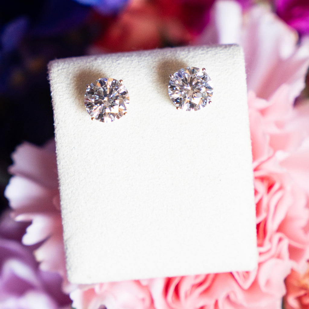 Amber Erin Collection 4.02 CTW Ideal Cut Round Diamond Studs