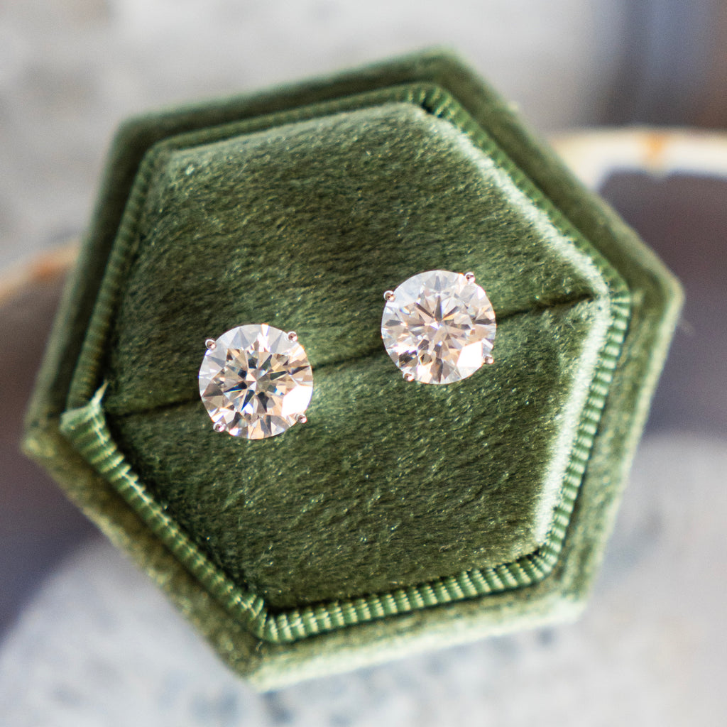 Amber Erin Collection 4.02 CTW Ideal Cut Round Diamond Studs