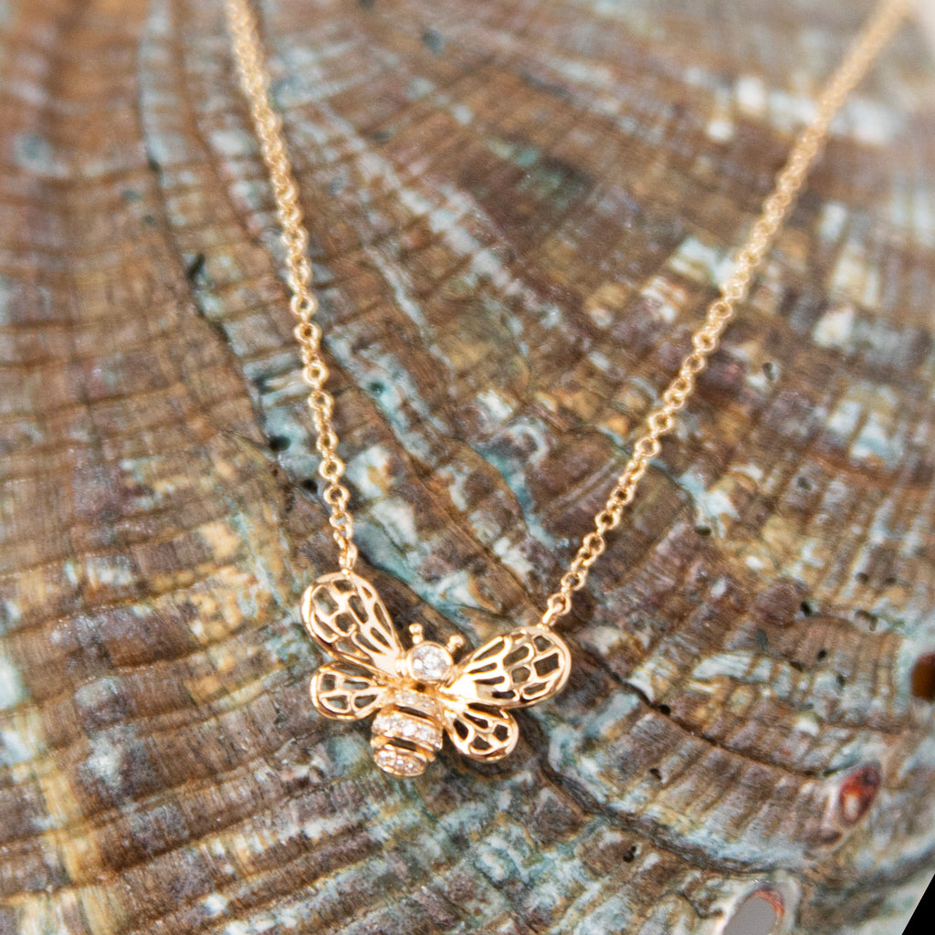 Diamond and Gold Bee Necklace