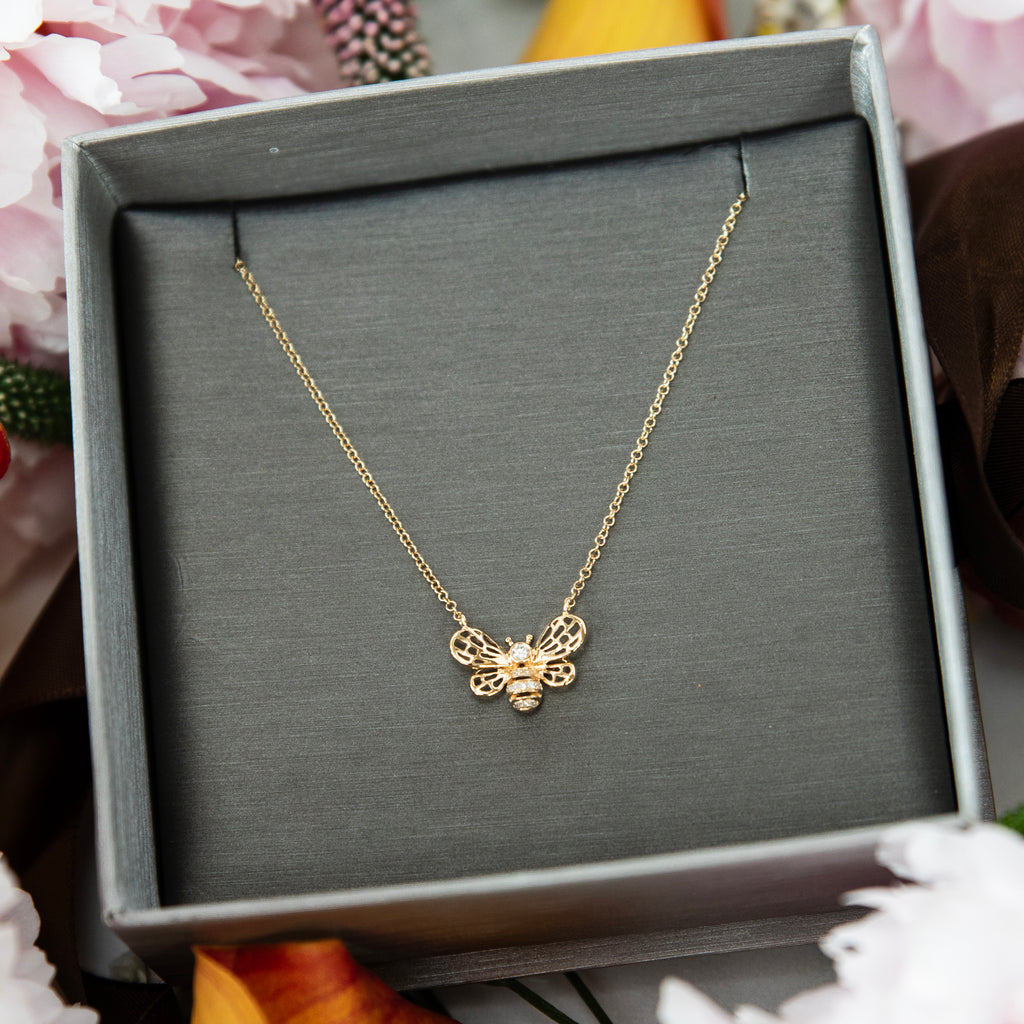 Diamond and Gold Bee Necklace