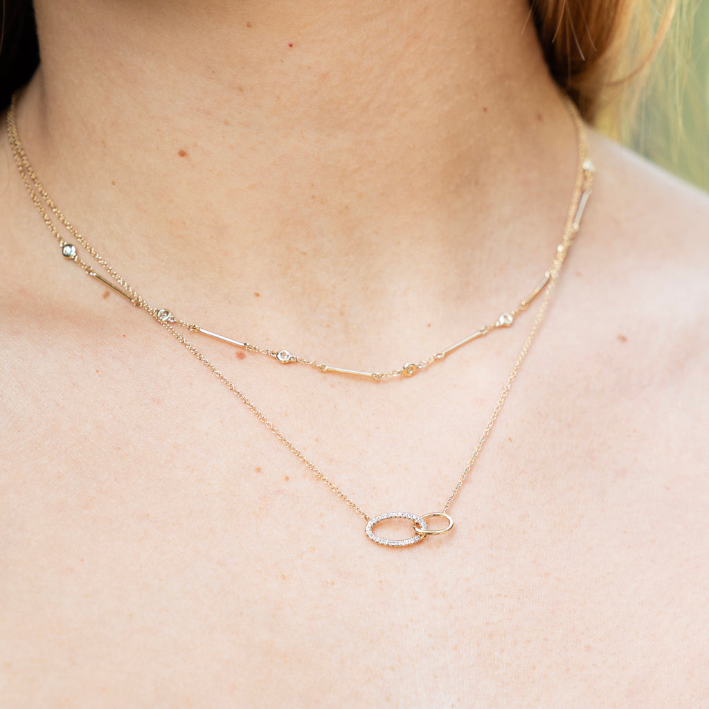 Oval Links Infinity Diamond Necklace in 14K Yellow Gold