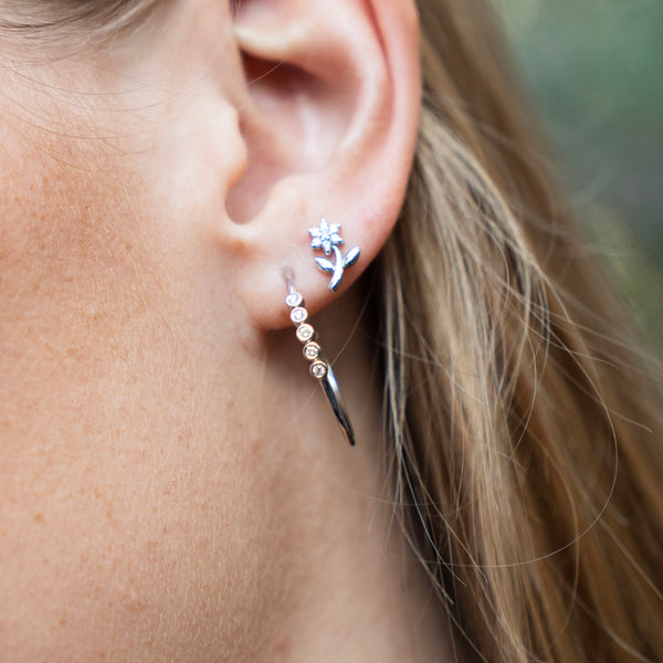 Medium Bezel Set Diamond Hoops in White Gold