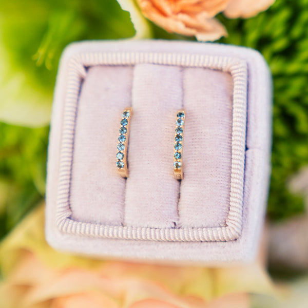 Oval Link Hoops with Pave set London Blue Topaz