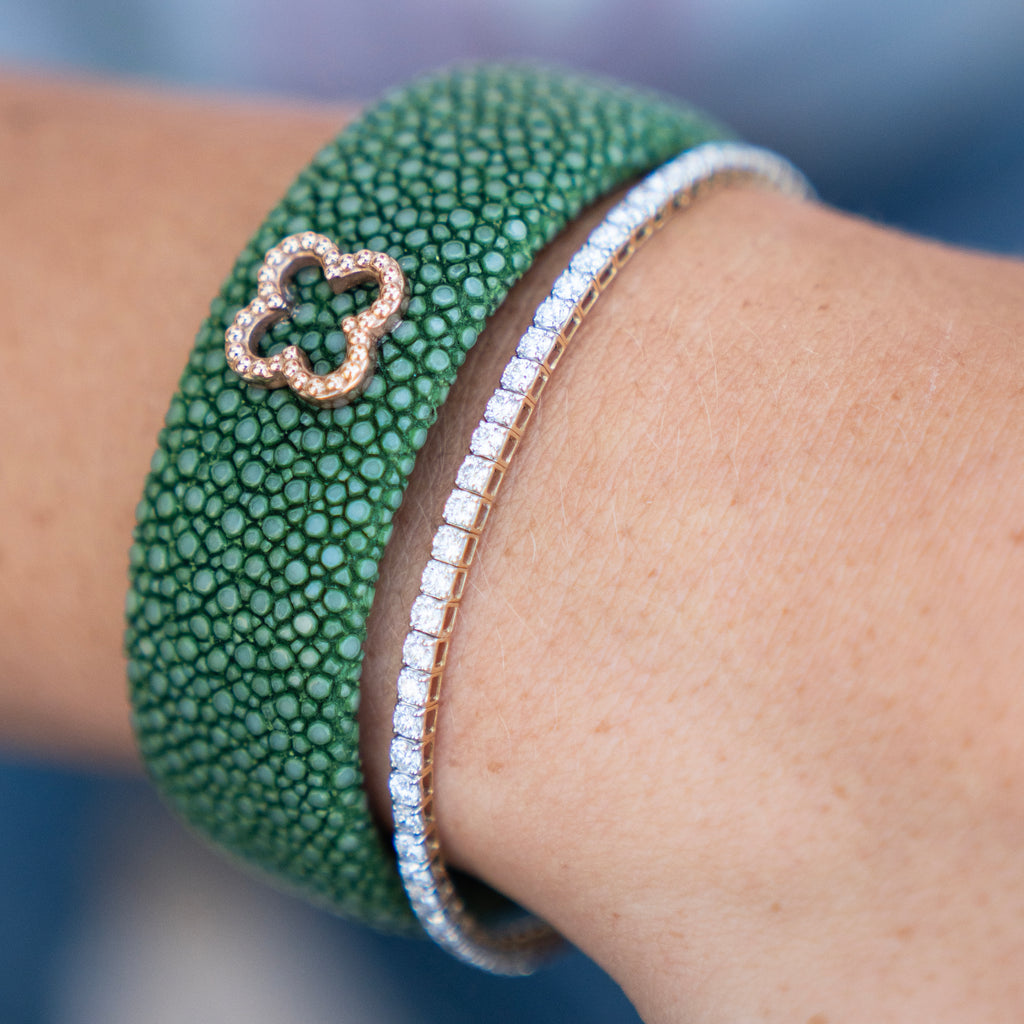 One carat Natural Diamond Flexible Tennis Bangle in  14k Yellow Gold