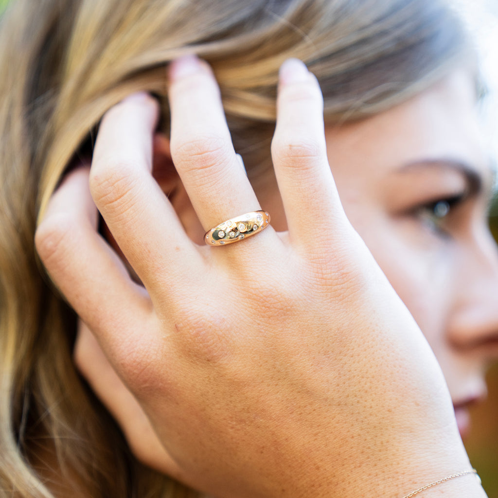 Tapered Diamond Dome Ring