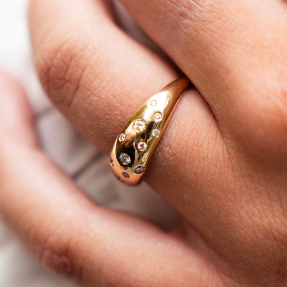 Tapered Diamond Dome Ring