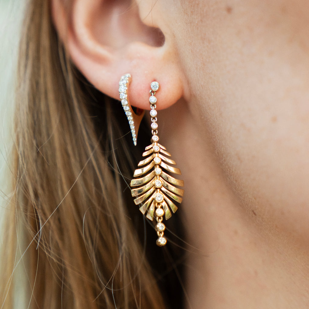 Diamond 14k Gold Drip Hoops