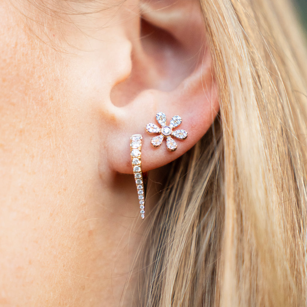 Pave Diamond Floral Earrings