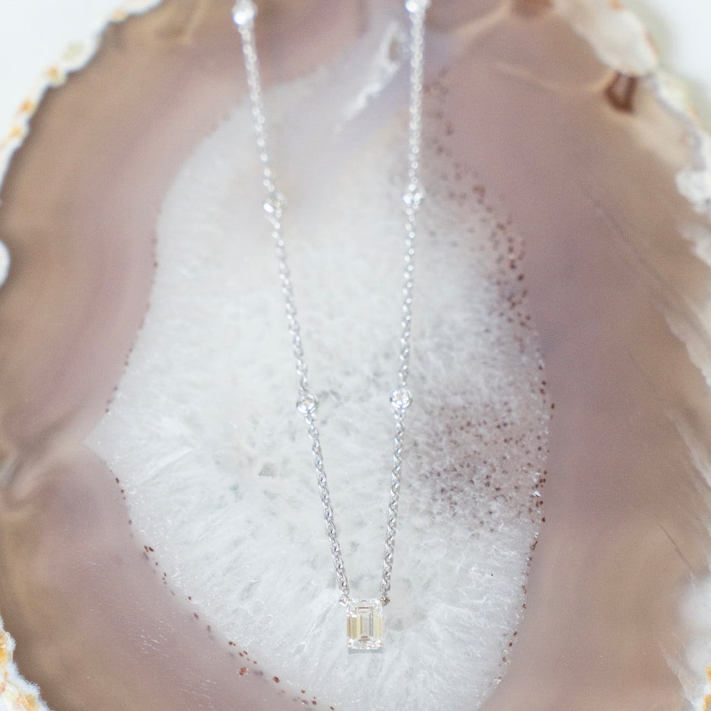 Classic Emerald Cut and Diamond by the Yard Necklace