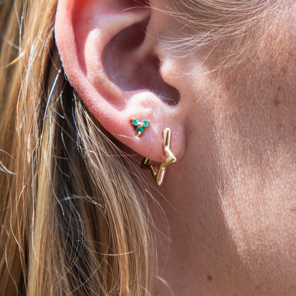 Polished 14k Gold Star Huggies