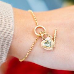 フィリップクランジ　ハートチャーム　14k 14k Yellow Gold and Green Amethyst Heart Charm Pendant - Amber