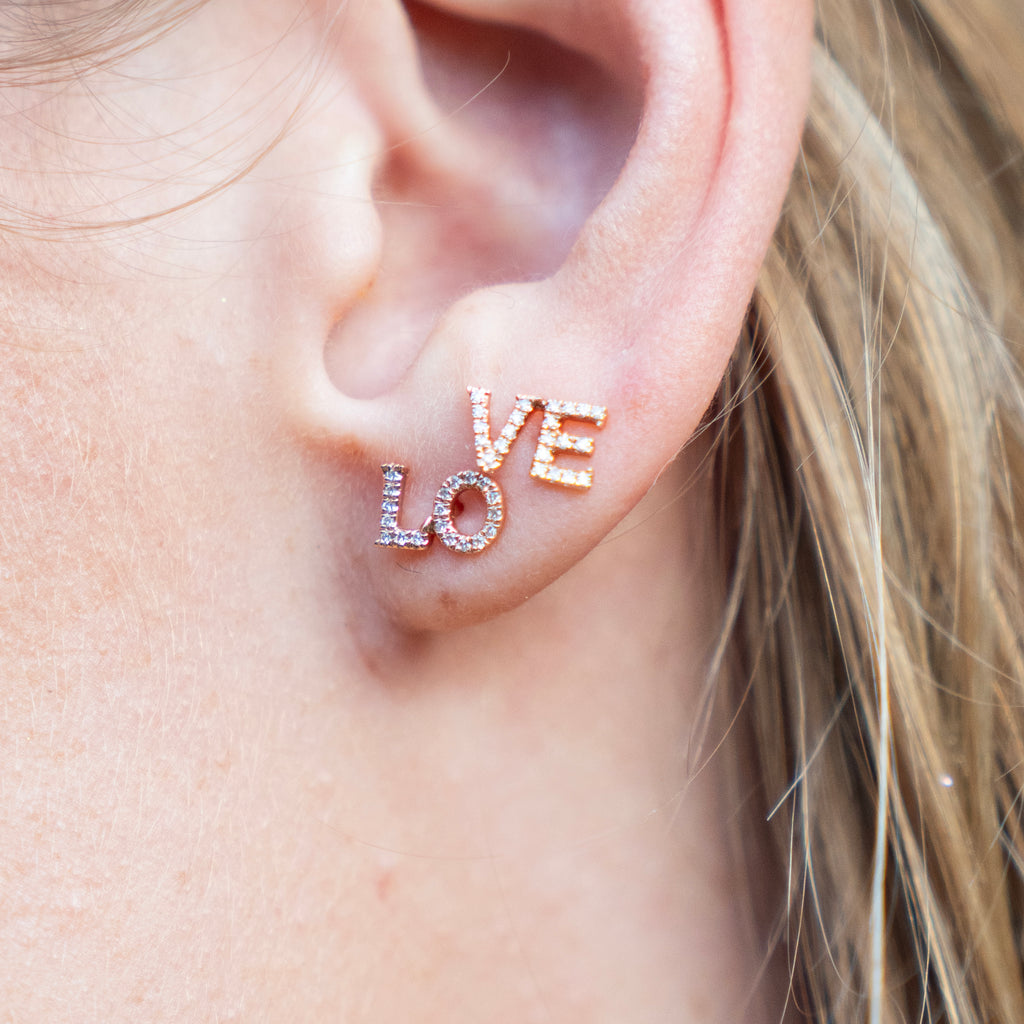 Diamond LO-VE Stud Earrings