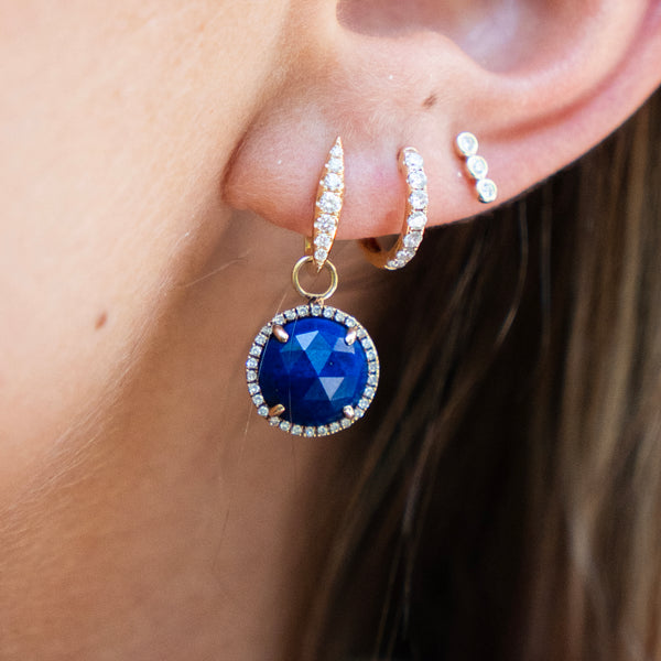 Lapis Lazuli and Diamond Halo Earring Charms