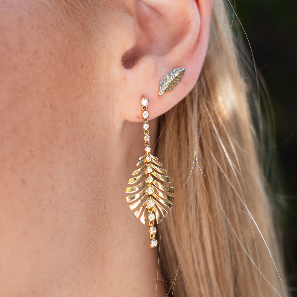 Golden Leaf Diamond Studs