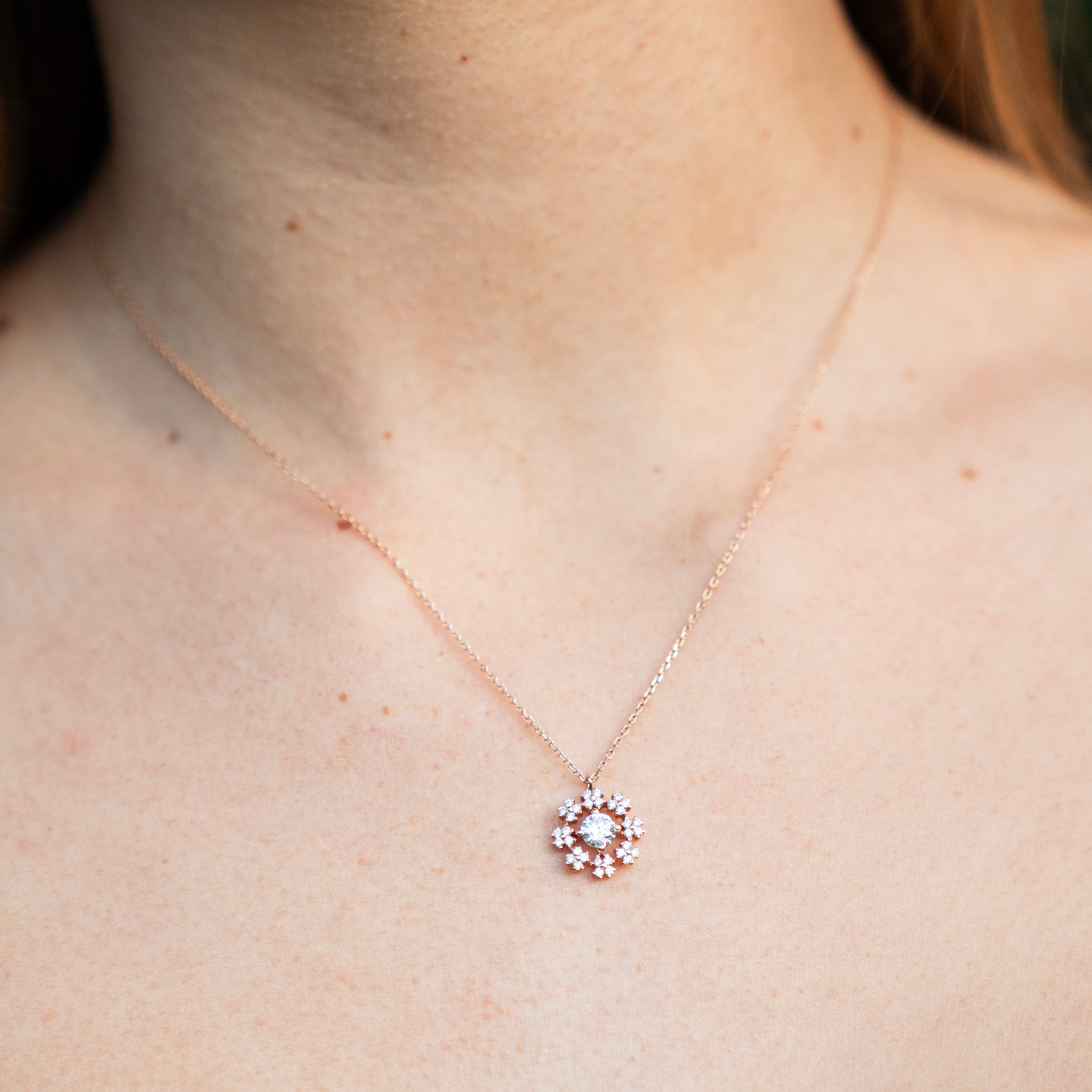 Naomi Flower Necklace in Rose Gold - Amber Erin Jewelry