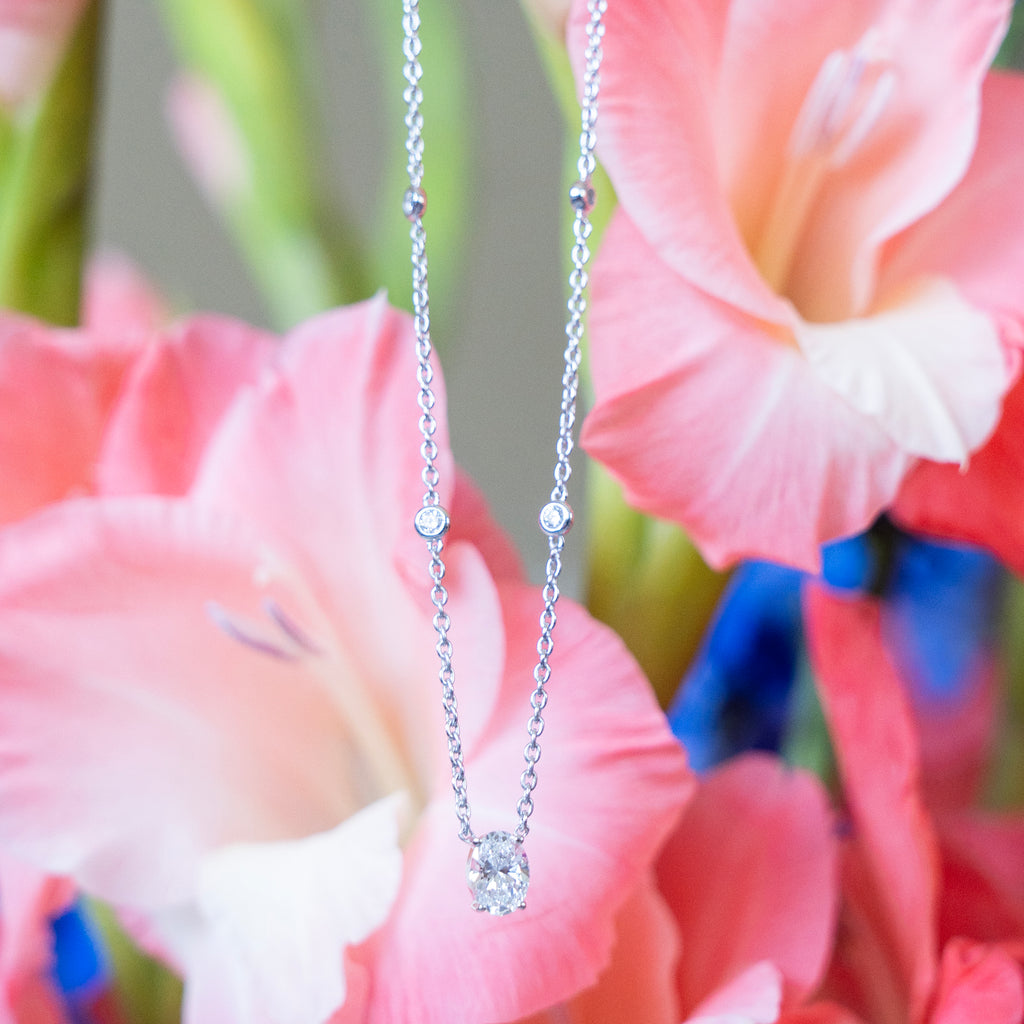 Classic Oval and Diamond by the Yard Necklace