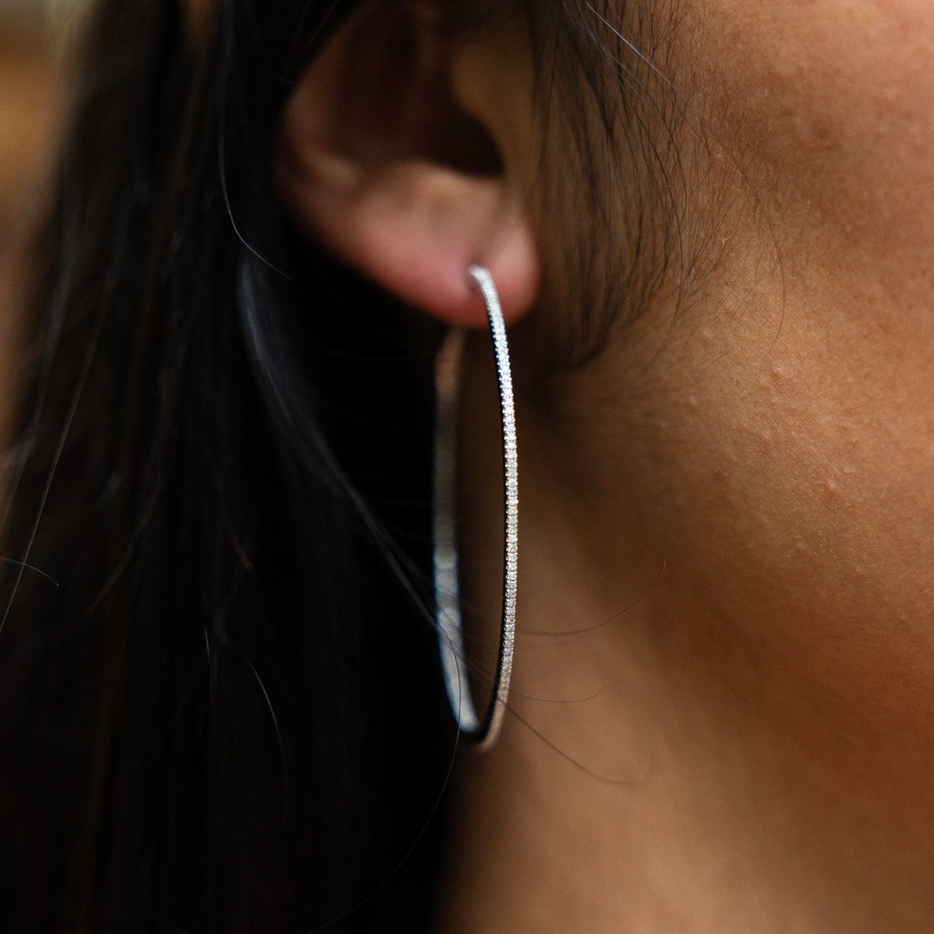 Large Diamond Pave Hoops