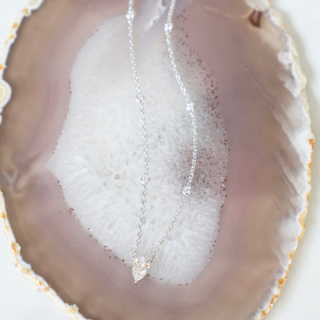 Classic Pear Shaped and Round Brilliant Diamond by the Yard Necklace