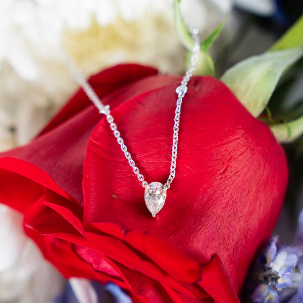 Classic Pear Shaped and Round Brilliant Diamond by the Yard Necklace
