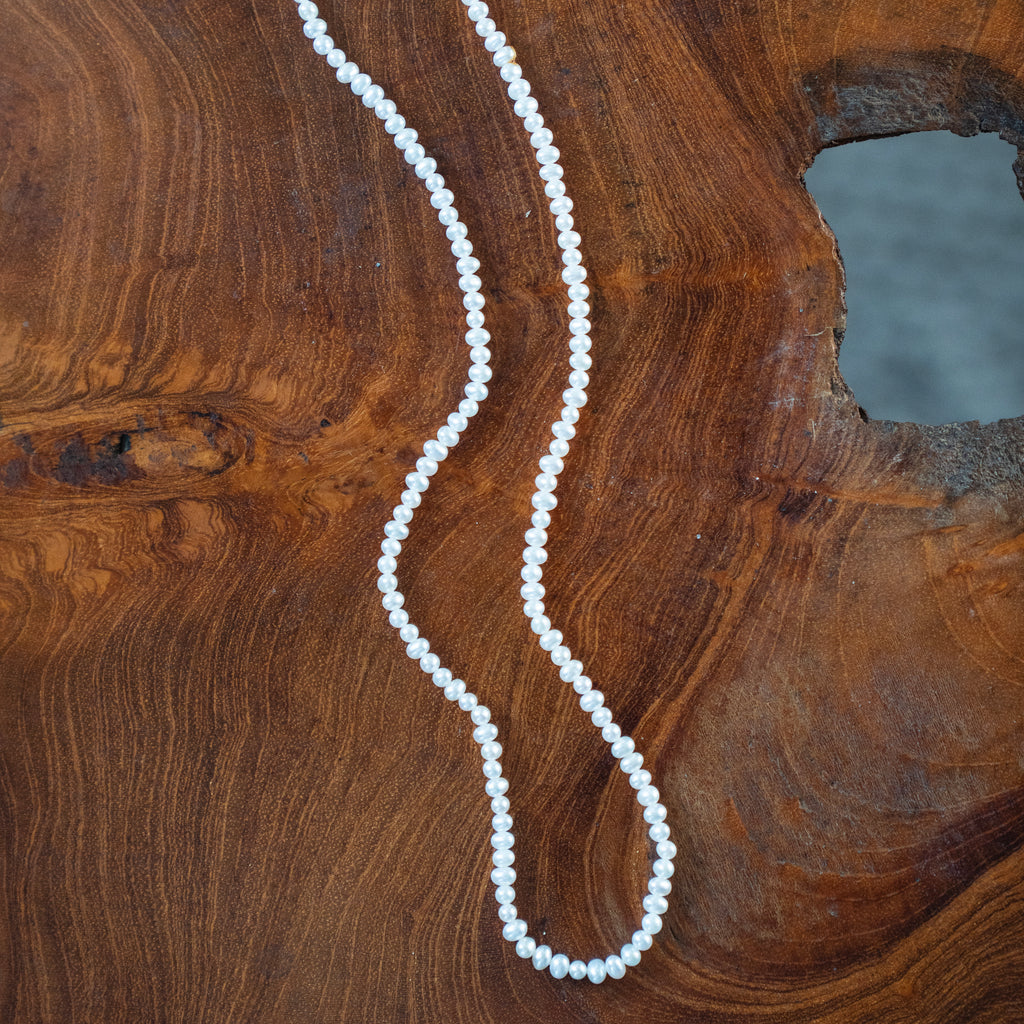 Petite Natural Pearl and 14k Yellow Gold Necklace