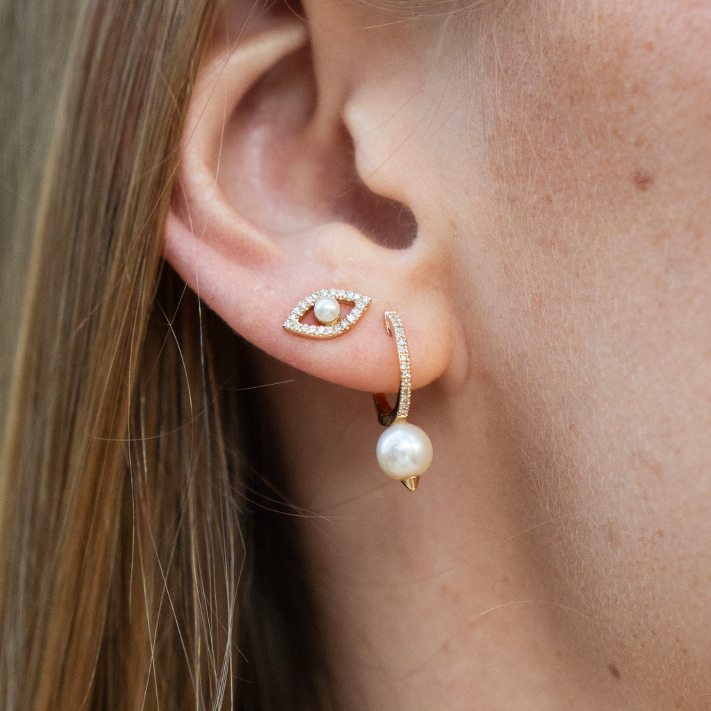 Diamond and Pearl Spiked Huggies