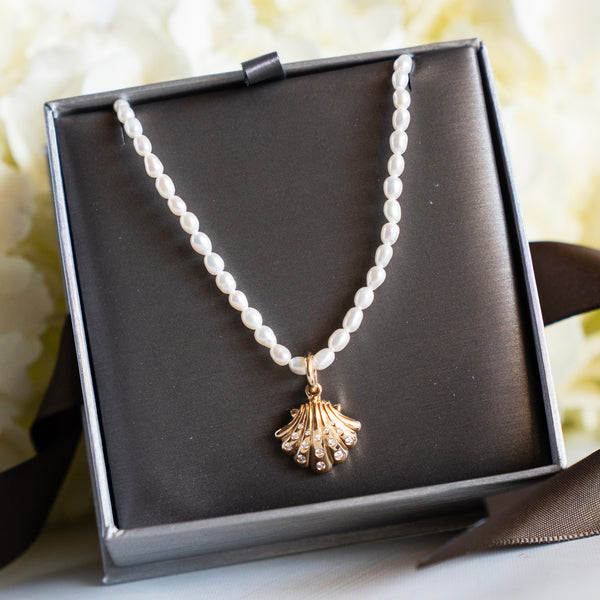 Petite Natural Pearl and 14k Yellow Gold Necklace