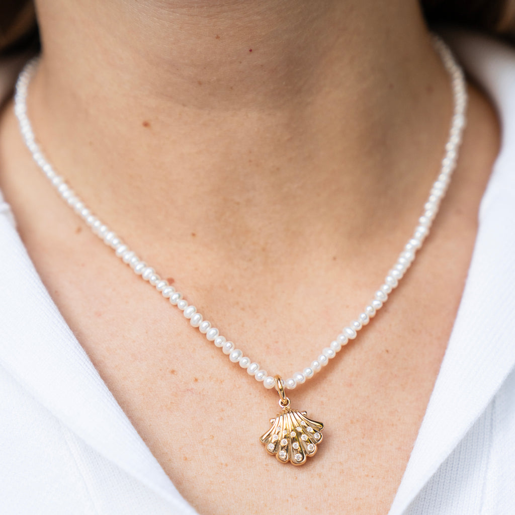 Petite Natural Pearl and 14k Yellow Gold Necklace