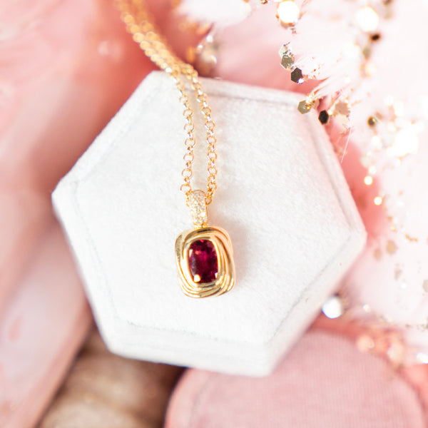 Bespoke Pink Fuchsia Tourmaline and Diamond Pendant Necklace