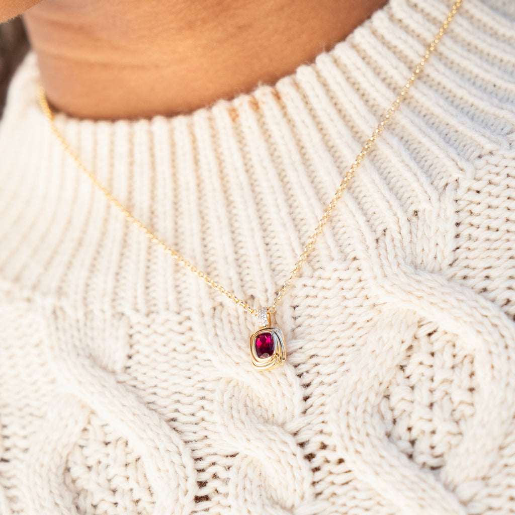 Bespoke Pink Fuchsia Tourmaline and Diamond Pendant Necklace