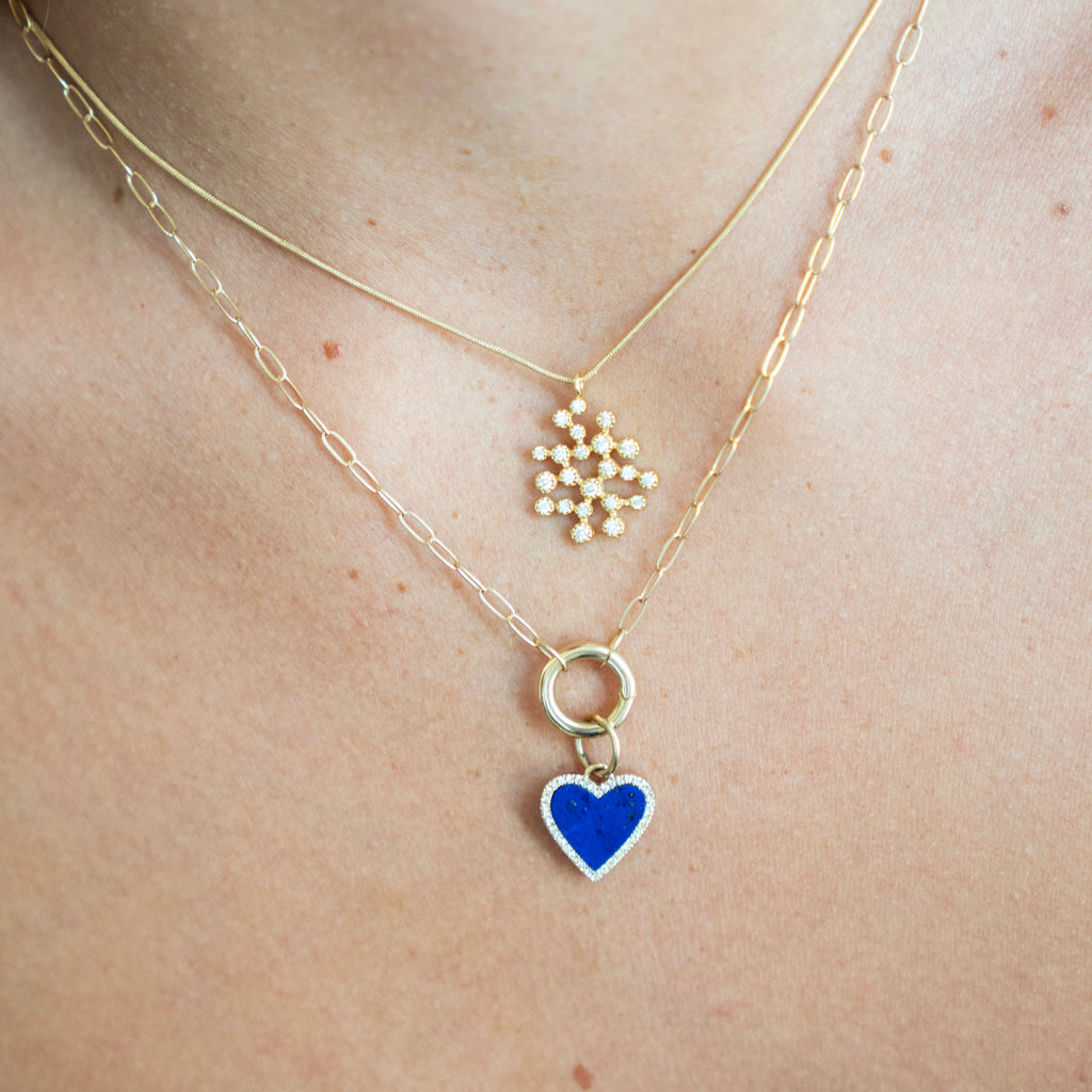 Small Paperclip and Polished Gold Circle Charm Enhancer Necklace