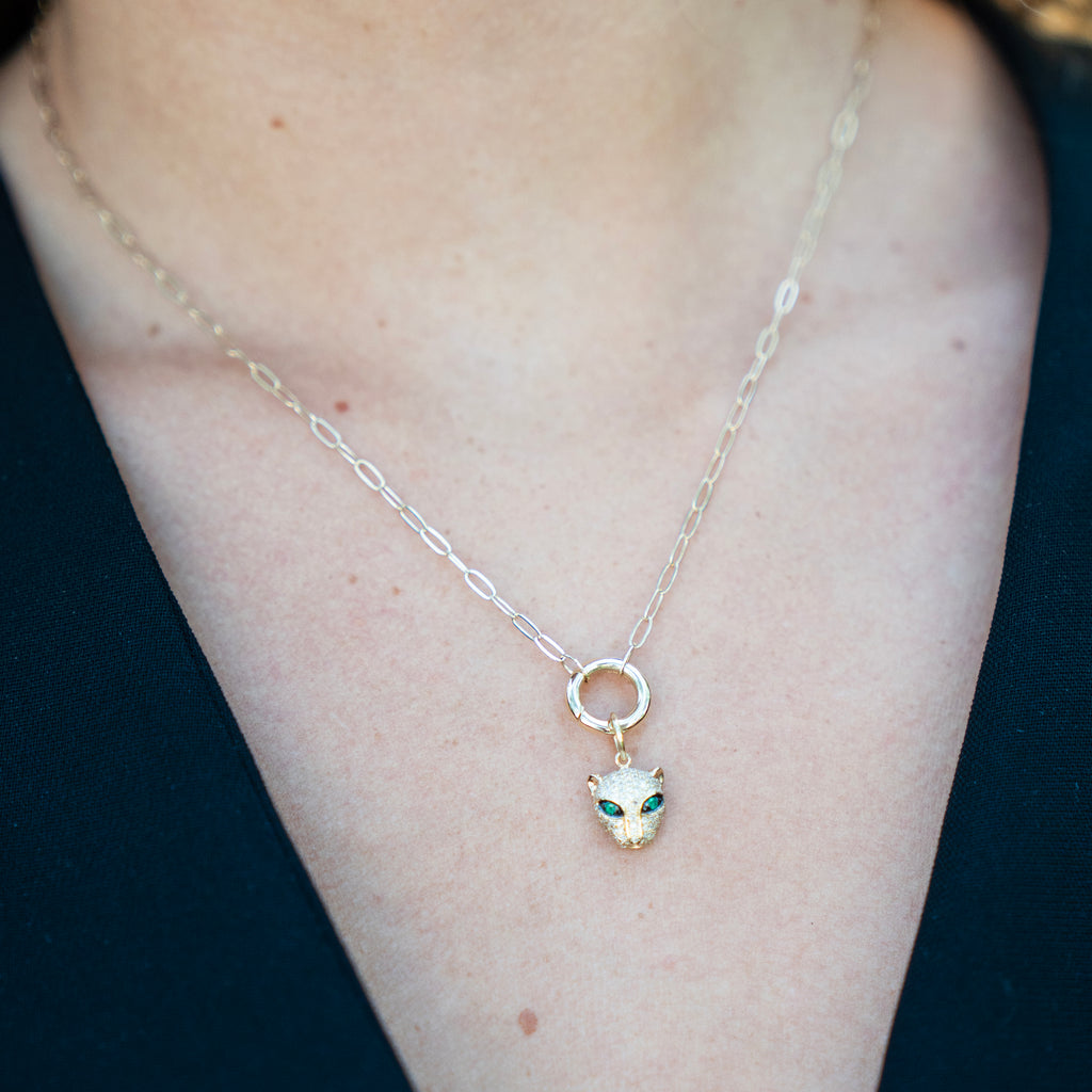 Small Paperclip and Polished Gold Circle Charm Enhancer Necklace