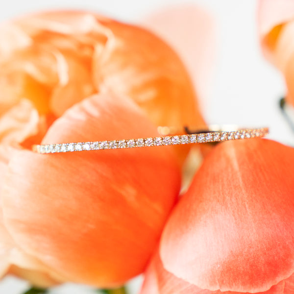 One carat Natural Diamond Flexible Tennis Bangle in  14k Yellow Gold