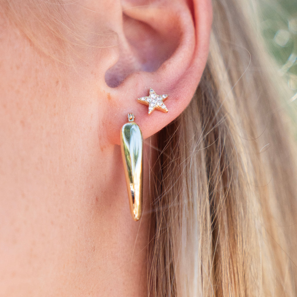 Star Diamond Stud Earrings in 14k Yellow Gold