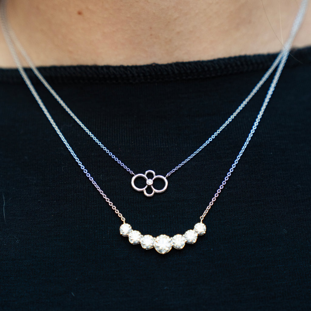 Bespoke Open Floral Diamond Necklace in White Gold