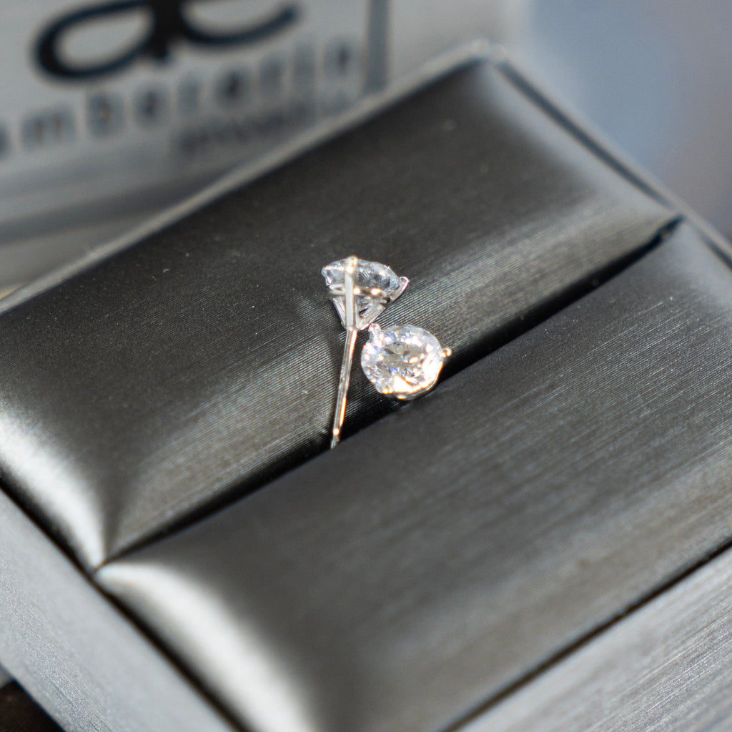 Amber Erin Collection 1.62 CT Round Diamond Stud Earrings in 14K White Gold