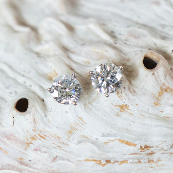 Amber Erin Collection 1.62 CT Round Diamond Stud Earrings in 14K White Gold