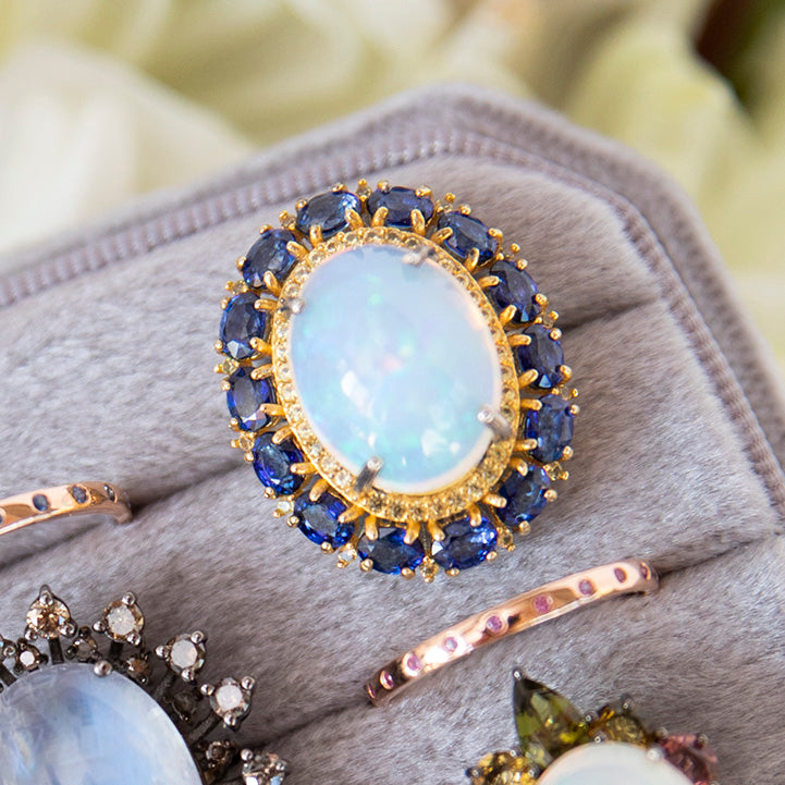 Opal and Sapphire Ascot Ring