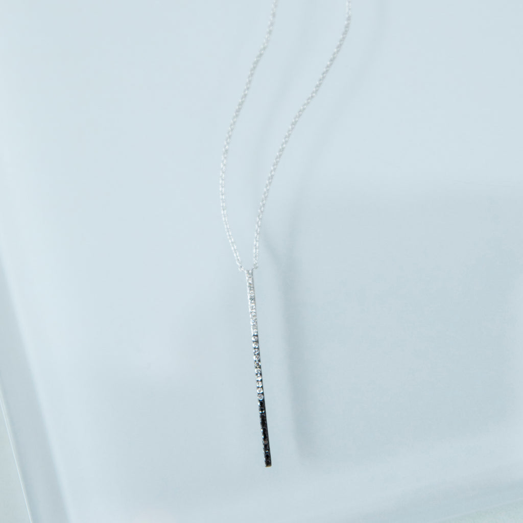 Black and White Diamond Linear Bar  Necklace