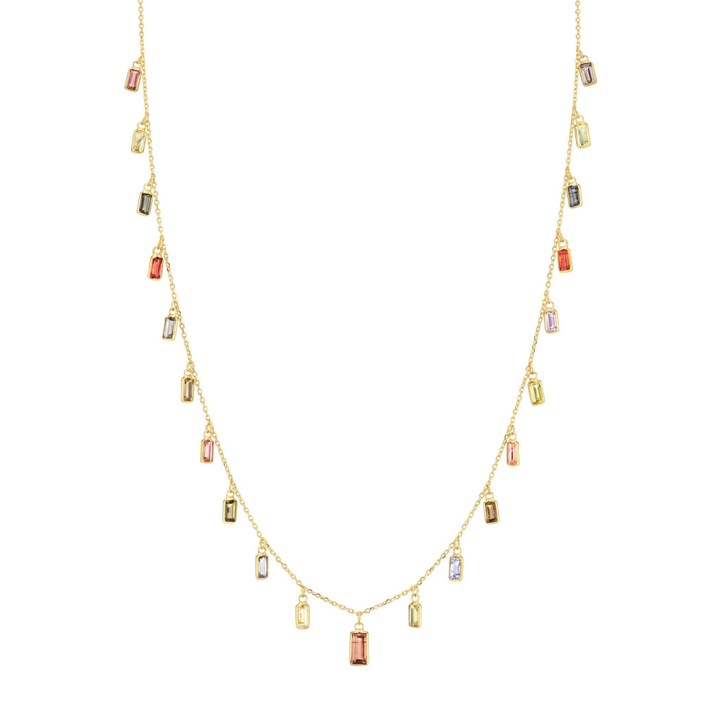 Bespoke Rainbow Bezel Set Sapphire Necklace