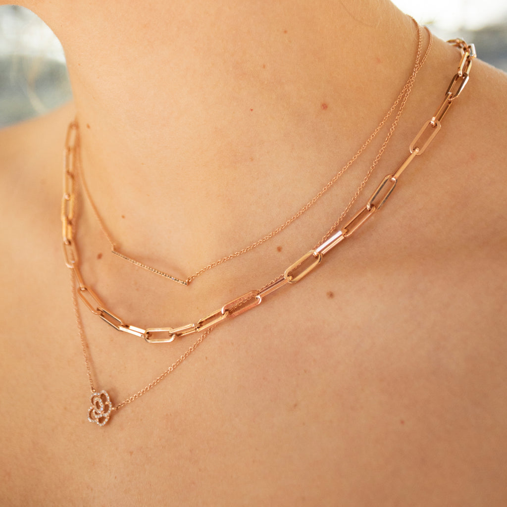 Extra Large Italian Solid Gold 16" Paper Clip Necklace