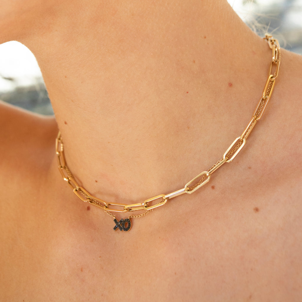 Extra Large Italian Solid Gold 16" Paper Clip Necklace