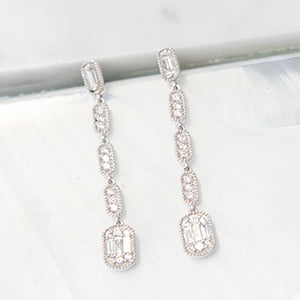 Grace Diamond Statement Drop Earrings in 18k White Gold