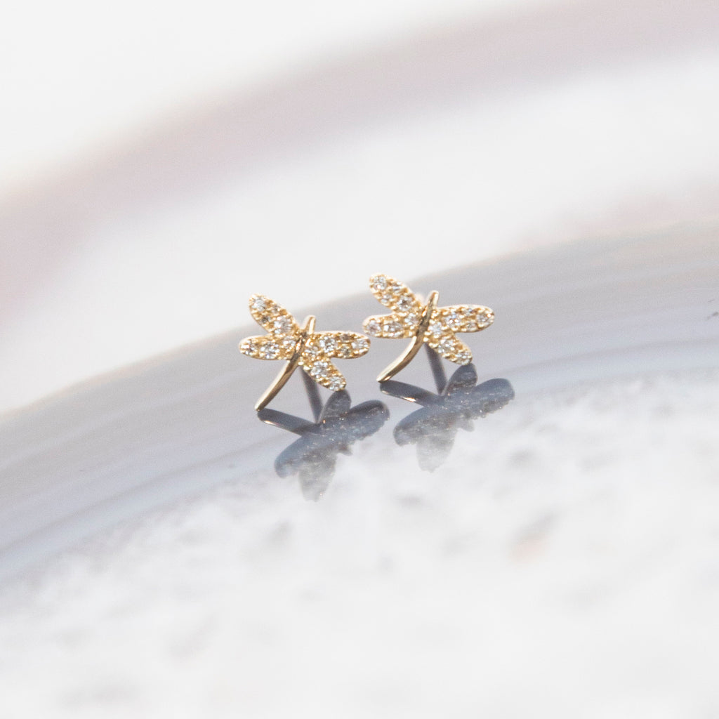 Dragonfly Diamond Stud Earrings