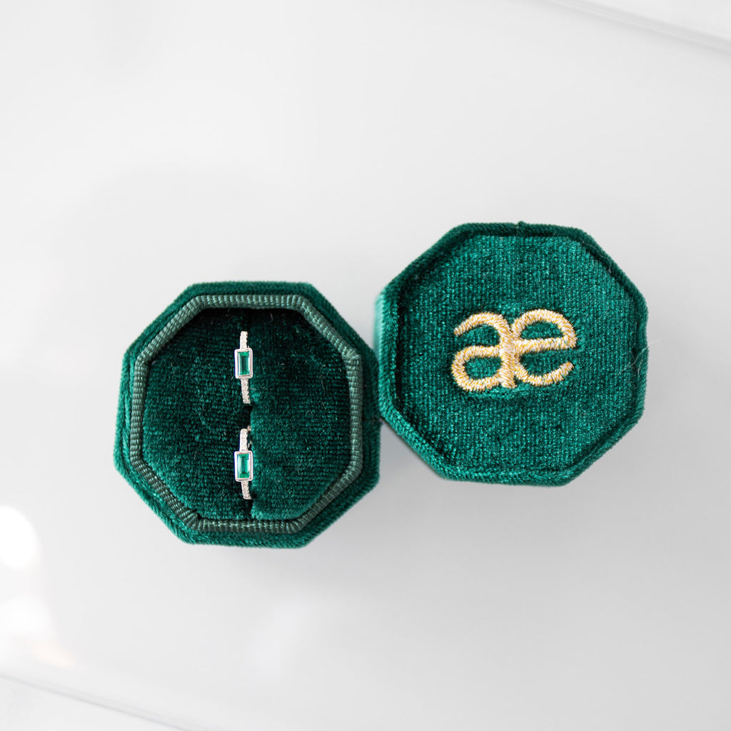 Emerald Baguette and Diamond Huggies