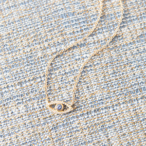 Cornflower Blue Sapphire and Diamond Evil Eye Necklace