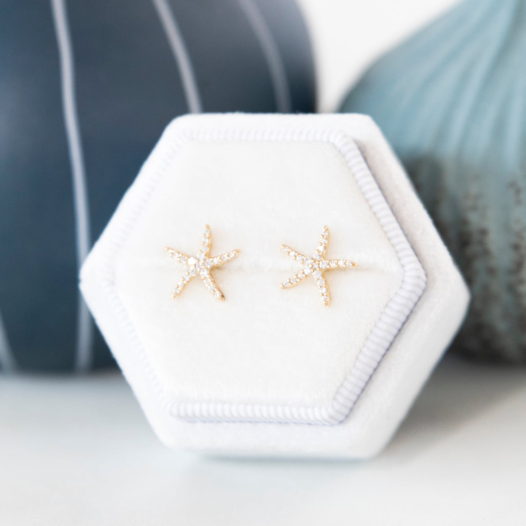 Large Starfish Diamond Stud Earrings