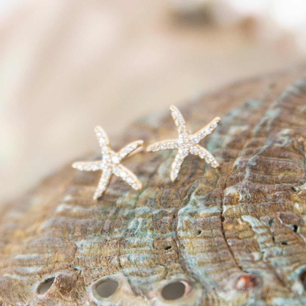 Large Starfish Diamond Stud Earrings